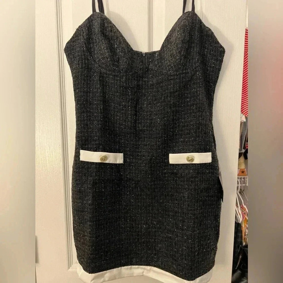 Lulus Easily Posh Black Tweed Lurex Sleeveless Bodycon Mini Dress - Picture 1 of 7
